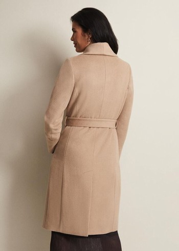 Phase Eight Nicci Camel Wool Belted Coats Brown USA | 1087524-YO